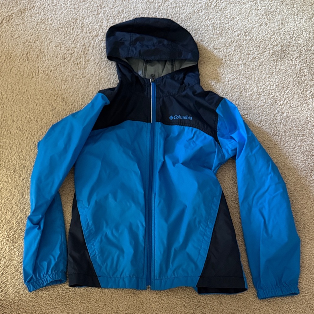 Columbia Kids Blue and Black Raincoat size M 10/12